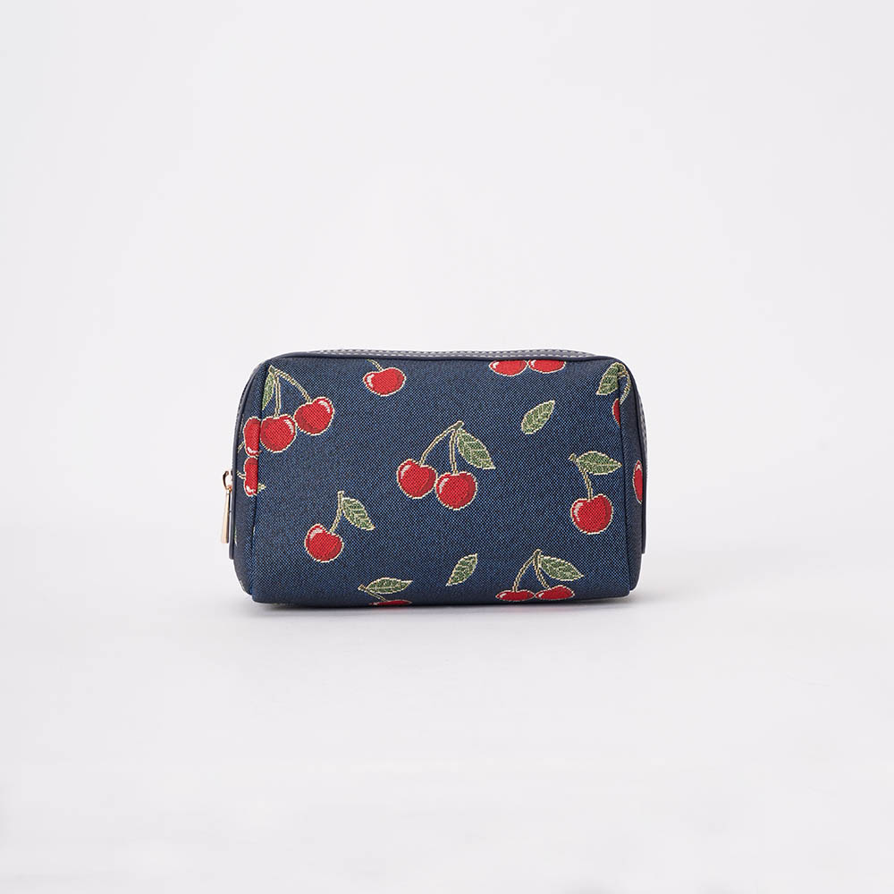 Cherry Beauty Bag on Blue Backdrop