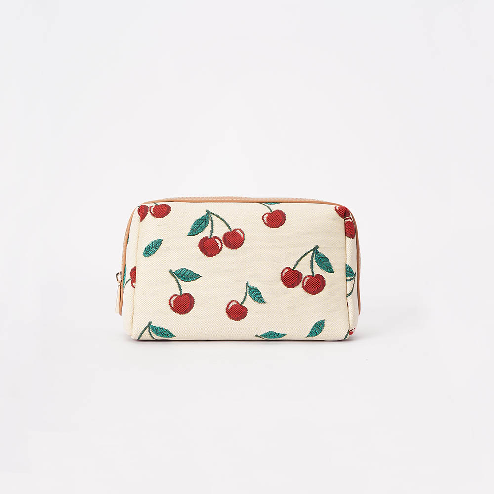 Cherry Beauty Bag on Cream Backdrop