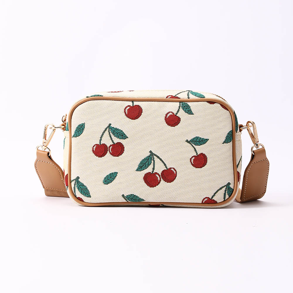 Cherry Camera Crossbody Bag in Cream Backdrop