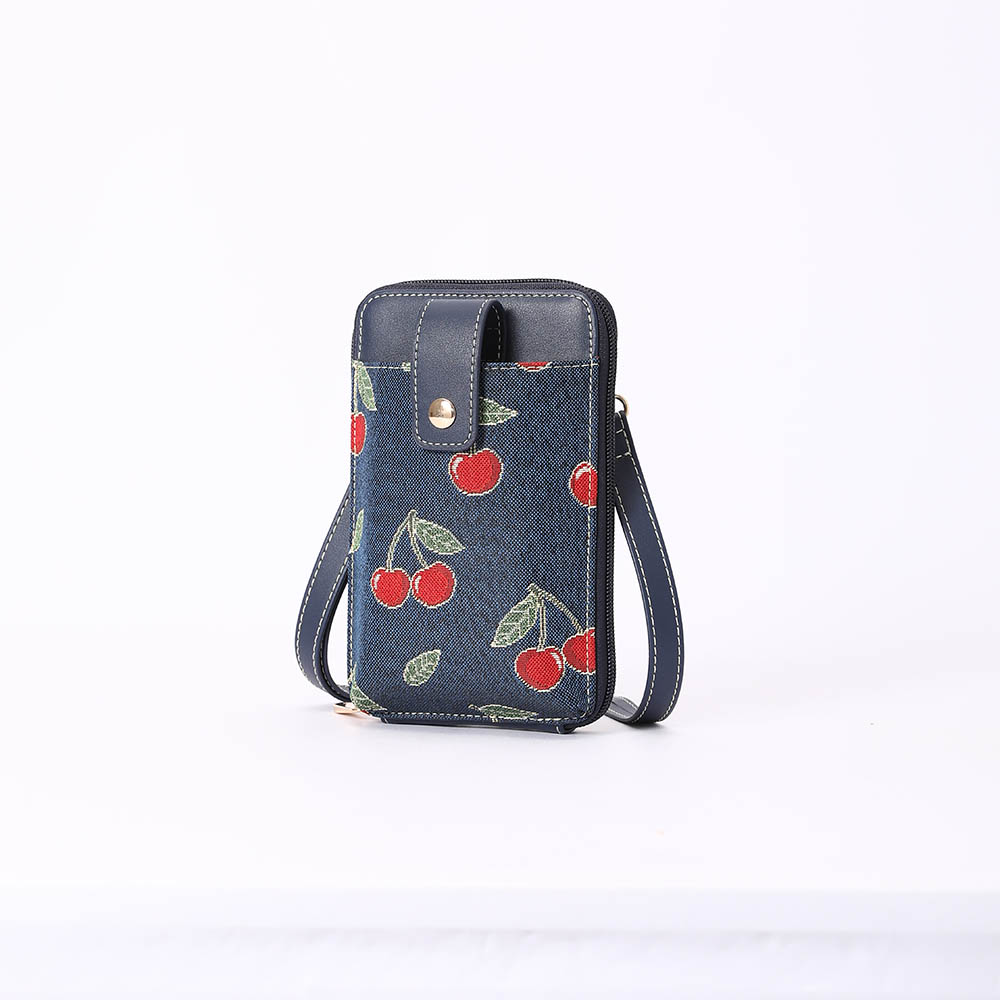 Cherry Smart Phone Bag on Blue Backdrop - Image 2
