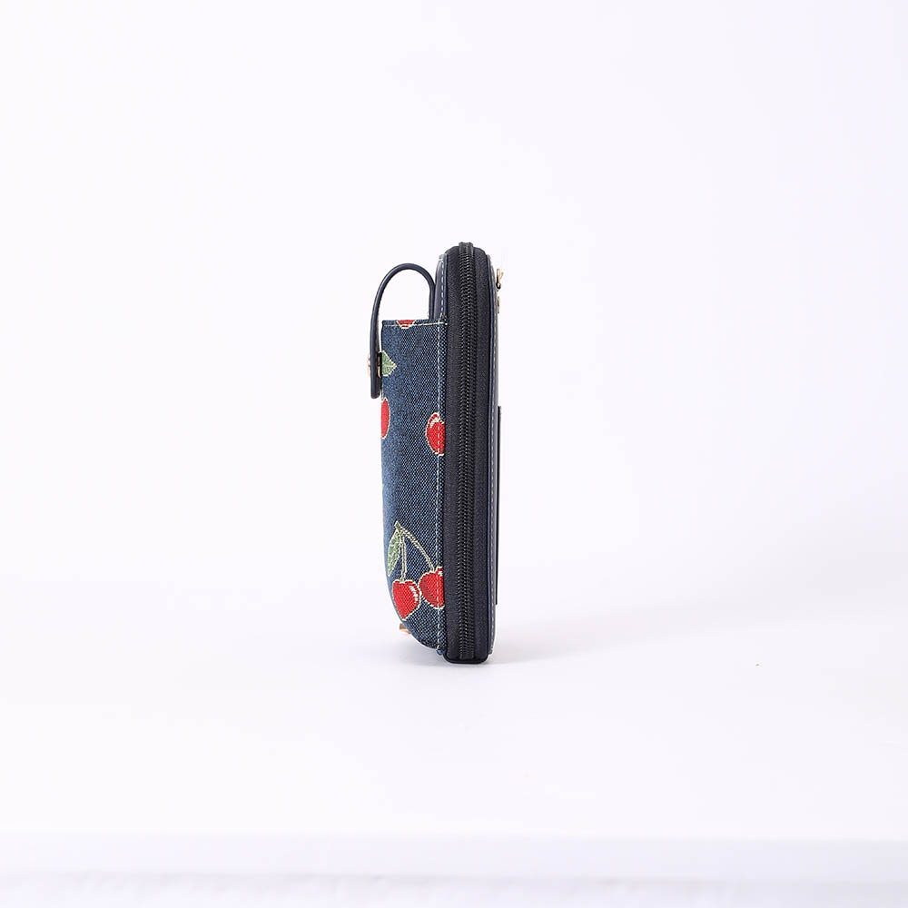 Cherry Smart Phone Bag on Blue Backdrop - Image 3
